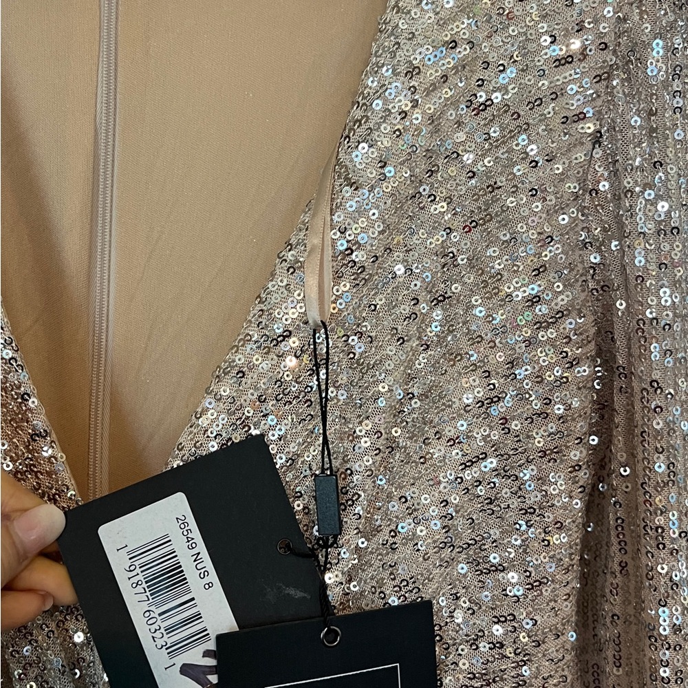 👗 NWT! Mac Duggal Sequin Knotted Hi Low  Dress - Picture 10 of 11